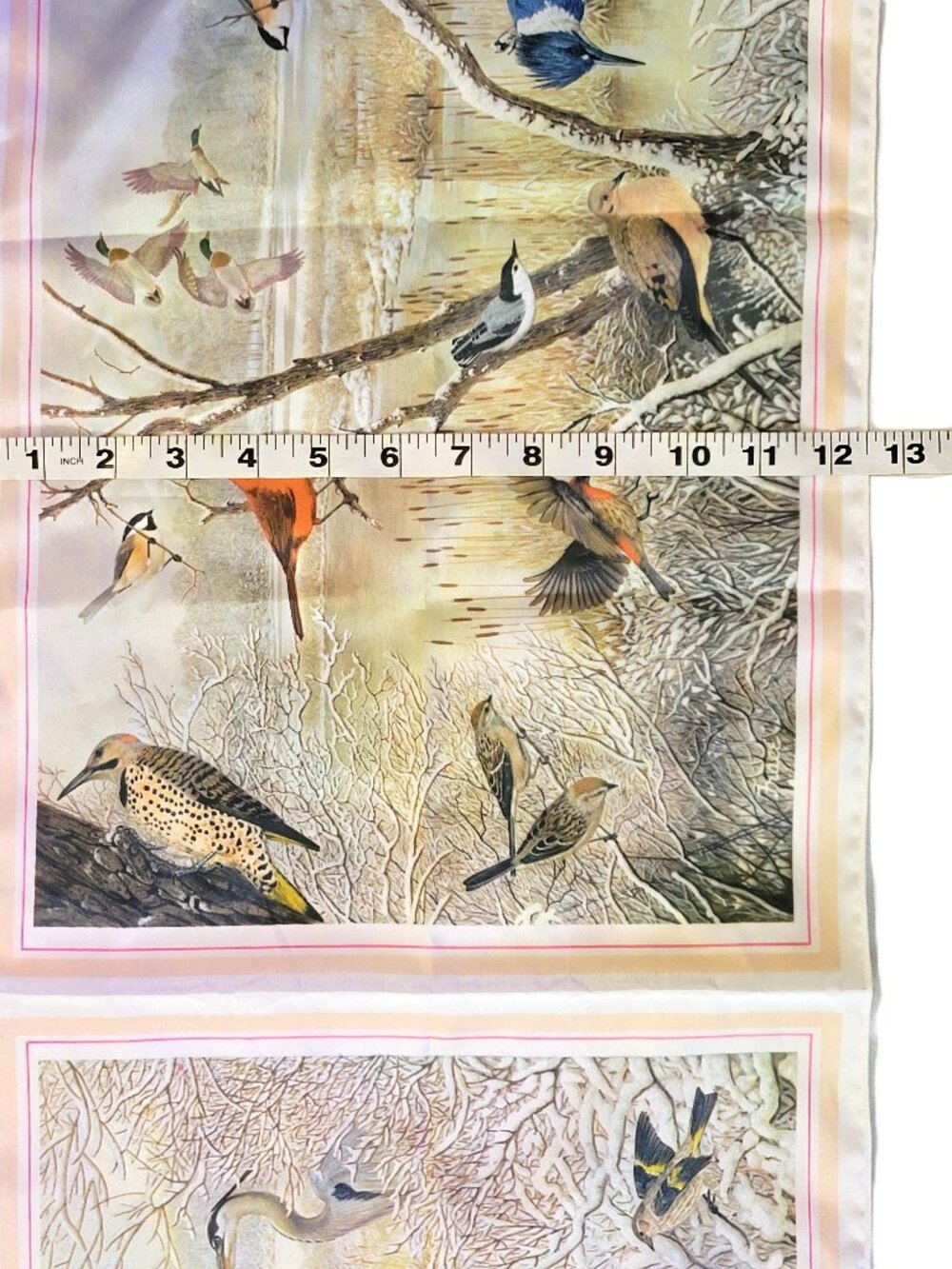 Vintage 1979 National Wildlife Federation Bird Scarf Winter Nature Print 42"x12" - Picture 11 of 11